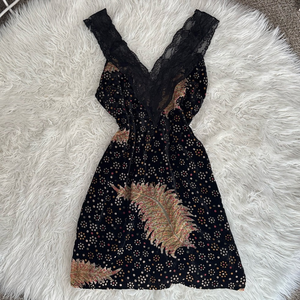 Nasty Gal Devore Lace and Velvet V Neck Mini Dress